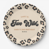 Leopard Cheetah Print Twee Wilde 2e Verjaardagsfee Papieren Bordje (Voorkant)