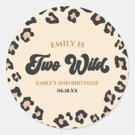 Leopard Cheetah Print Twee Wilde 2e Verjaardagsfee Ronde Sticker