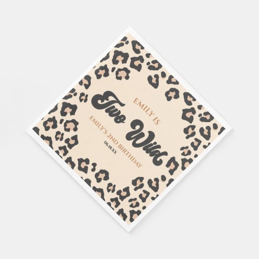 Leopard Cheetah Print Twee Wilde 2e Verjaardagsfee Servet (Hoek)