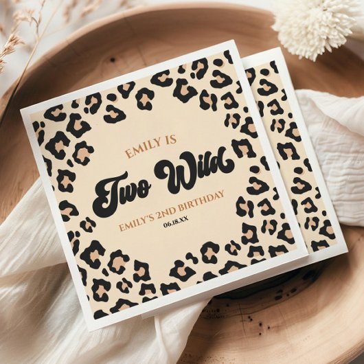 Leopard Cheetah Print Twee Wilde 2e Verjaardagsfee Servet