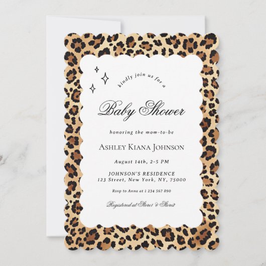 Leopard Cheetah Print Wavy Lijst Baby shower Kaart (Voorkant)