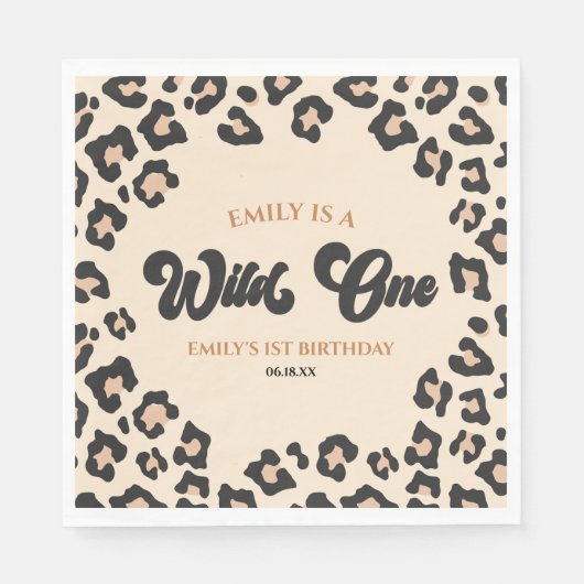 Leopard Cheetah Print Wild Een 1e verjaardagsfeest Servet (Voorkant)