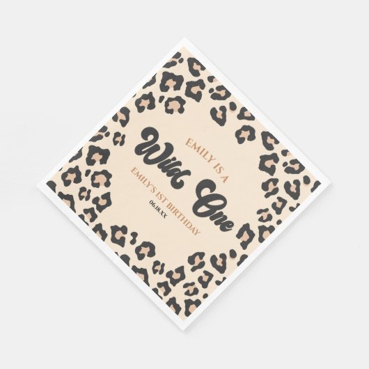 Leopard Cheetah Print Wild Een 1e verjaardagsfeest Servet (Hoek)