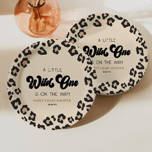 Leopard Cheetah Print Wild One Baby shower Papieren Bordje