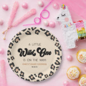 Leopard Cheetah Print Wild One Baby shower Papieren Bordje (Feest)