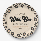 Leopard Cheetah Print Wild One Baby shower Papieren Bordje (Voorkant)