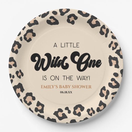 Leopard Cheetah Print Wild One Baby shower Papieren Bordje (Voorkant)