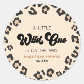 Leopard Cheetah Print Wild One Baby shower Ronde Sticker (Voorkant)