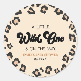 Leopard Cheetah Print Wild One Baby shower Ronde Sticker