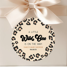 Leopard Cheetah Print Wild One Baby shower Ronde Sticker