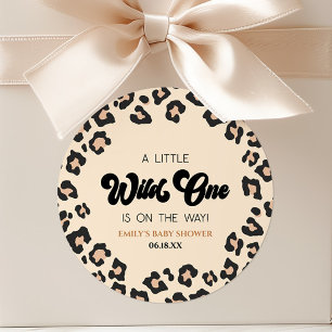 Leopard Cheetah Print Wild One Baby shower Ronde Sticker