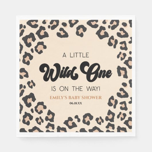 Leopard Cheetah Print Wild One Baby shower Servet (Voorkant)