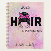 Leopard Cheetah Roze Haar Stylist Messy Bun Planner (Voorkant)