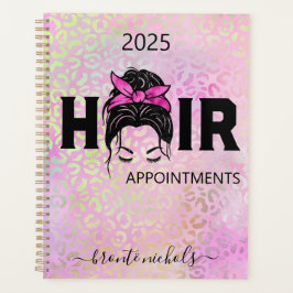 Leopard Cheetah Roze Haar Stylist Messy Bun Planner