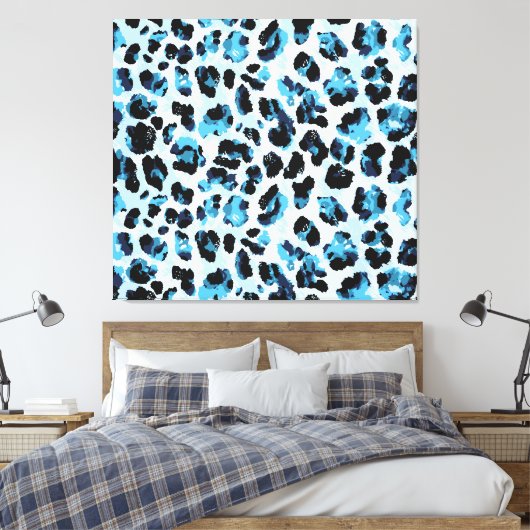 Leopard Cheetah Skin: Waterverf Tie Dye Canvas Afdruk (Insitu (Slaapkamer))