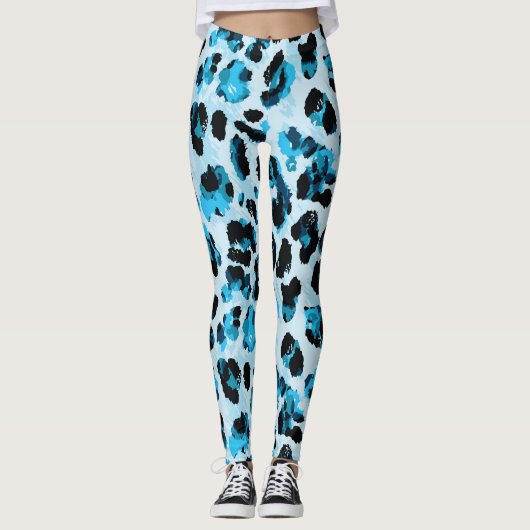 Leopard Cheetah Skin: Waterverf  Tie Dye Leggings (Voorkant)