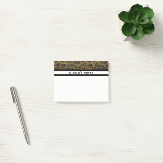 Leopard Cheetah Sparkle Glam Trendy Personalized Post-it® Notes (Kantoor)