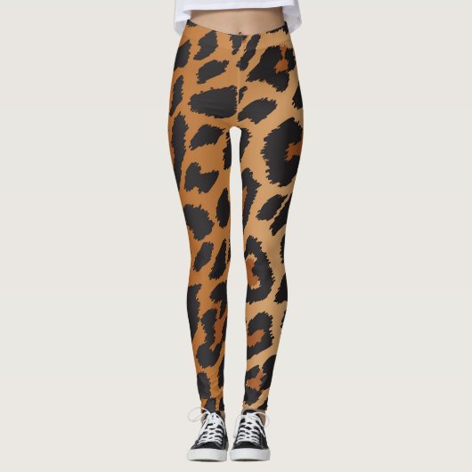 Leopard Cheetah Spots Wild Animal Print Patroon Leggings (Voorkant)