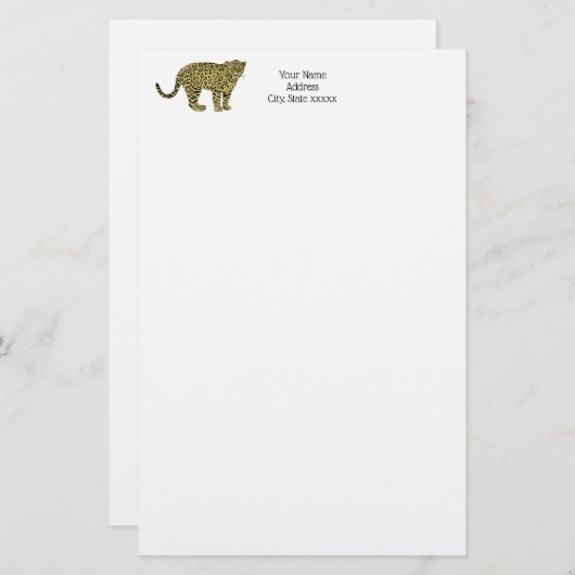  leopard Cheetah Spotted Cat Drawing Briefpapier (Voorkant / Achterkant)