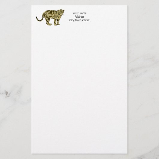  leopard Cheetah Spotted Cat Drawing Briefpapier (Voorkant)