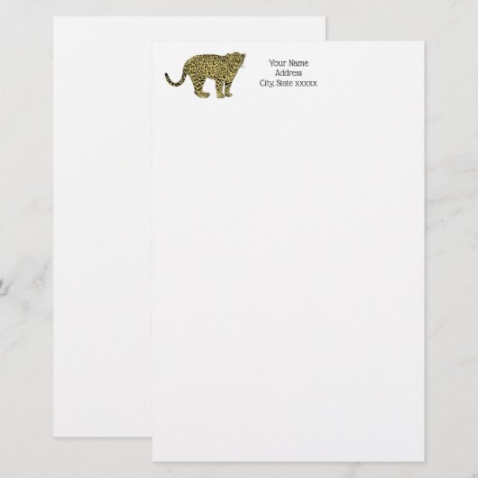  leopard Cheetah Spotted Cat Drawing Briefpapier (Voorkant / Achterkant)