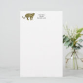  leopard Cheetah Spotted Cat Drawing Briefpapier (Staand voorkant)