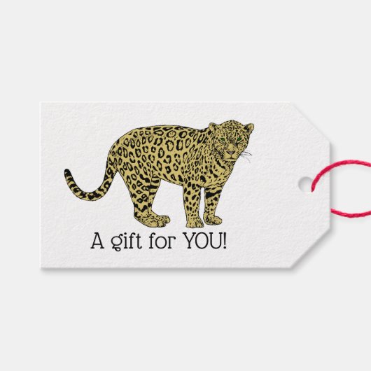 leopard Cheetah Spotted Cat Drawing Cadeaulabel (Voorkant (Horizontaal))