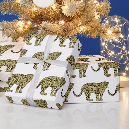 leopard Cheetah Spotted Cat Drawing Cadeaupapier (Feestdagen)