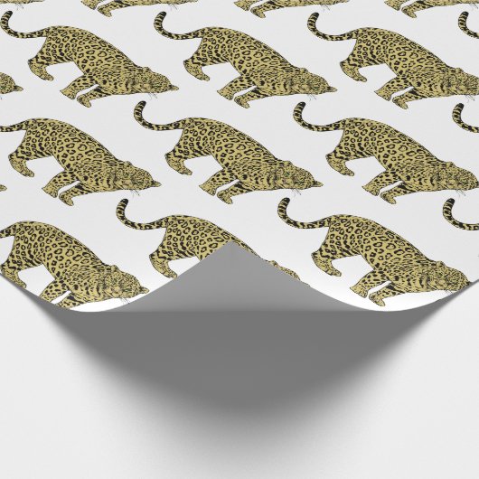  leopard Cheetah Spotted Cat Drawing Cadeaupapier (Hoek)