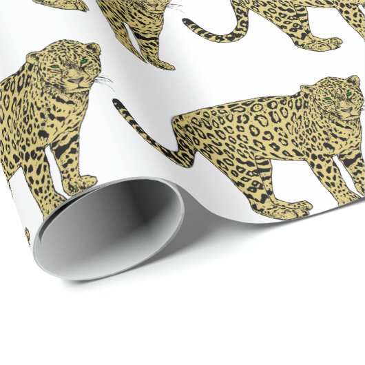  leopard Cheetah Spotted Cat Drawing Cadeaupapier (Rol Hoek)