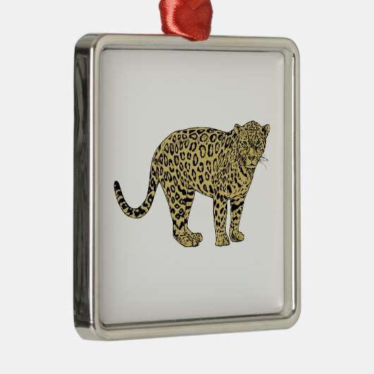  leopard Cheetah Spotted Cat Drawing Metalen Ornament (Rechts)