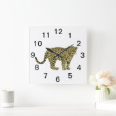 leopard Cheetah Spotted Cat Drawing Vierkante Klok (Huis)
