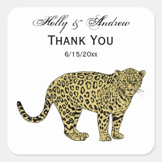 leopard Cheetah Spotted Cat Drawing Vierkante Sticker (Voorkant)