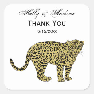  leopard Cheetah Spotted Cat Drawing Vierkante Sticker