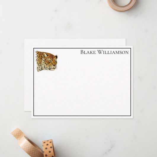  leopard Cheetah Spotted Cat Head Notitiekaartje (Voorkant / Achterkant in situ)