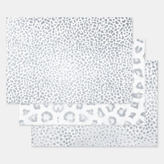 Leopard Cheetah Tiger Animal Print Metallic Silver Folie Inpakpapier Vel (Set)