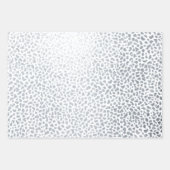 Leopard Cheetah Tiger Animal Print Metallic Silver Folie Inpakpapier Vel (Voorkant)