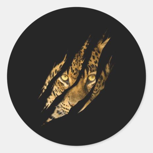 Leopard Cheetah Tiger Leopard Face Lion Cat Device Ronde Sticker (Voorkant)