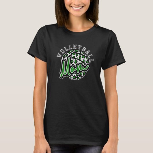 Leopard Cheetah Volleyball green mama Shirt Womens (Voorkant)