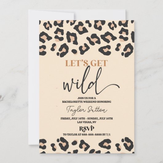 Leopard Cheetah Wild Bachelorette Weekend Party Kaart (Voorkant)