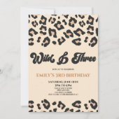 Leopard Cheetah Wild & Drie 3e Verjaardagsfeest Kaart (Voorkant)