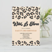 Leopard Cheetah Wild & Drie 3e Verjaardagsfeest Kaart (Staand voorkant)