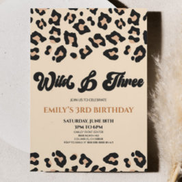 Leopard Cheetah Wild & Drie 3e Verjaardagsfeest Kaart
