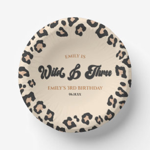 Leopard Cheetah Wild & Drie 3e Verjaardagsfeest Papieren Kommen