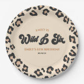 Leopard Cheetah Wild en Zes 6e Verjaardagsfeestje Papieren Bordje (Voorkant)
