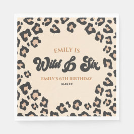 Leopard Cheetah Wild en Zes 6e Verjaardagsfeestje Servet