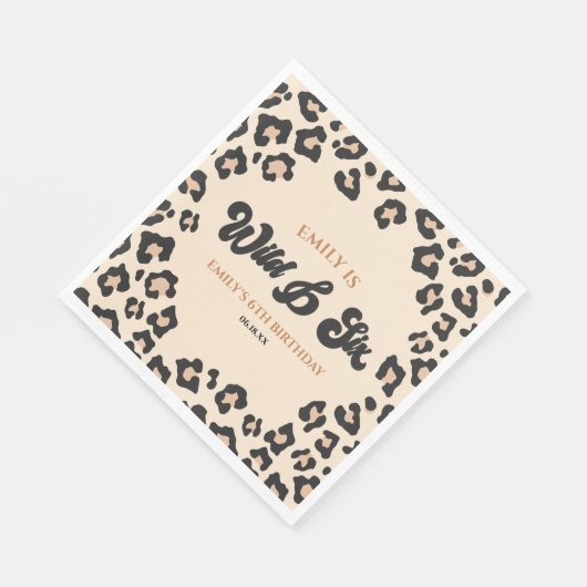 Leopard Cheetah Wild en Zes 6e Verjaardagsfeestje Servet (Hoek)