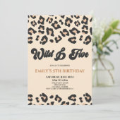 Leopard Cheetah Wild & Vijf 5e Verjaardagsfeestje Kaart (Staand voorkant)