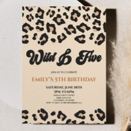 Leopard Cheetah Wild & Vijf 5e Verjaardagsfeestje Kaart