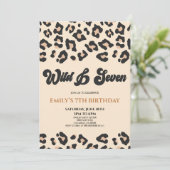 Leopard Cheetah Wild & Zeven 7e Verjaardagsfeestje Kaart (Staand voorkant)